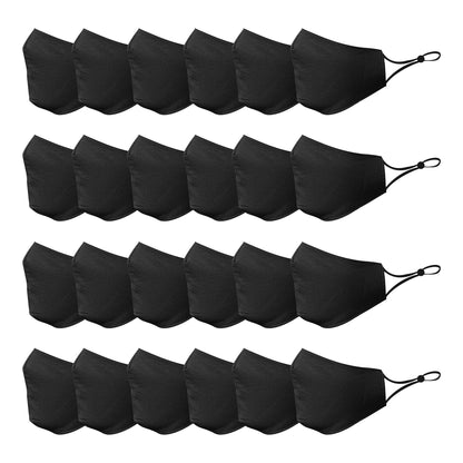 Cotton Face Mask Cloth Masks for Mouth Nose Washable Reusable Double Layer Covering Adjustable Ear Pack Lot-Black-24 Pack-
