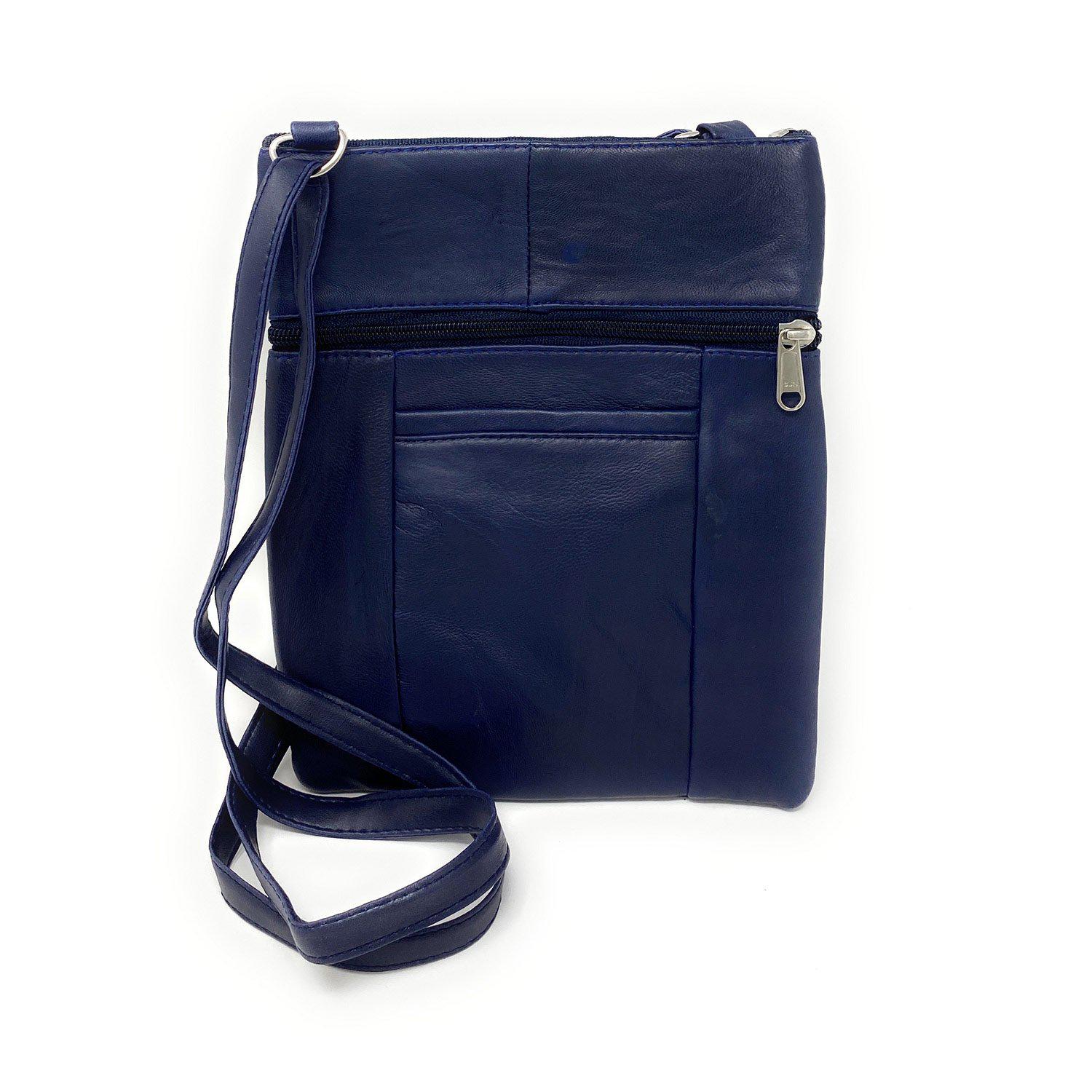 Casaba Womens Genuine Leather Crossbody Purse Shoulder Messenger Bag Organizer-Black-