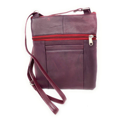 Casaba Womens Genuine Leather Crossbody Purse Shoulder Messenger Bag Organizer-Black-