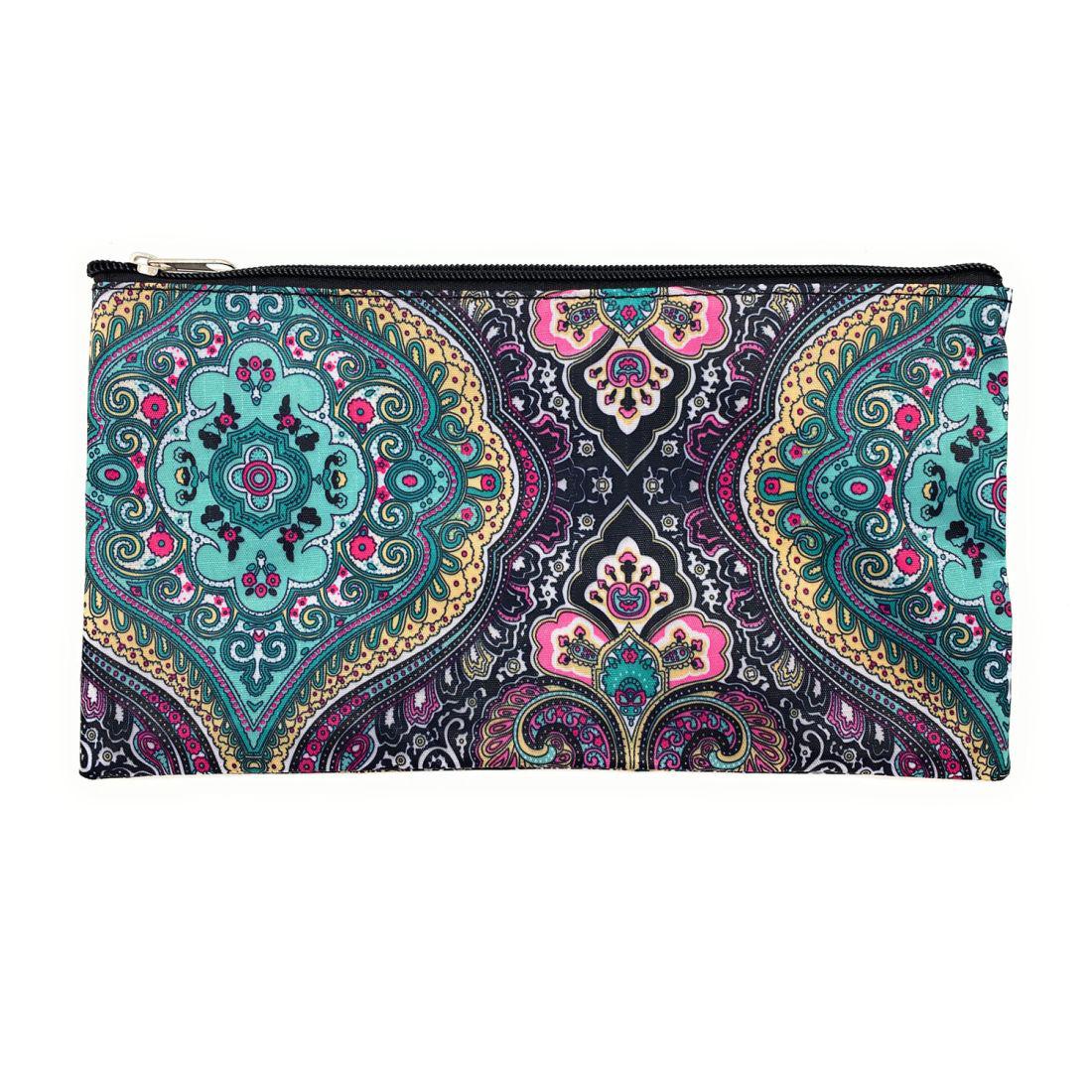 Empire Cove Pouch Bag Zipper Cosmetic Makeup Bank Car Documents Travel Organizer-Blue Paisley-