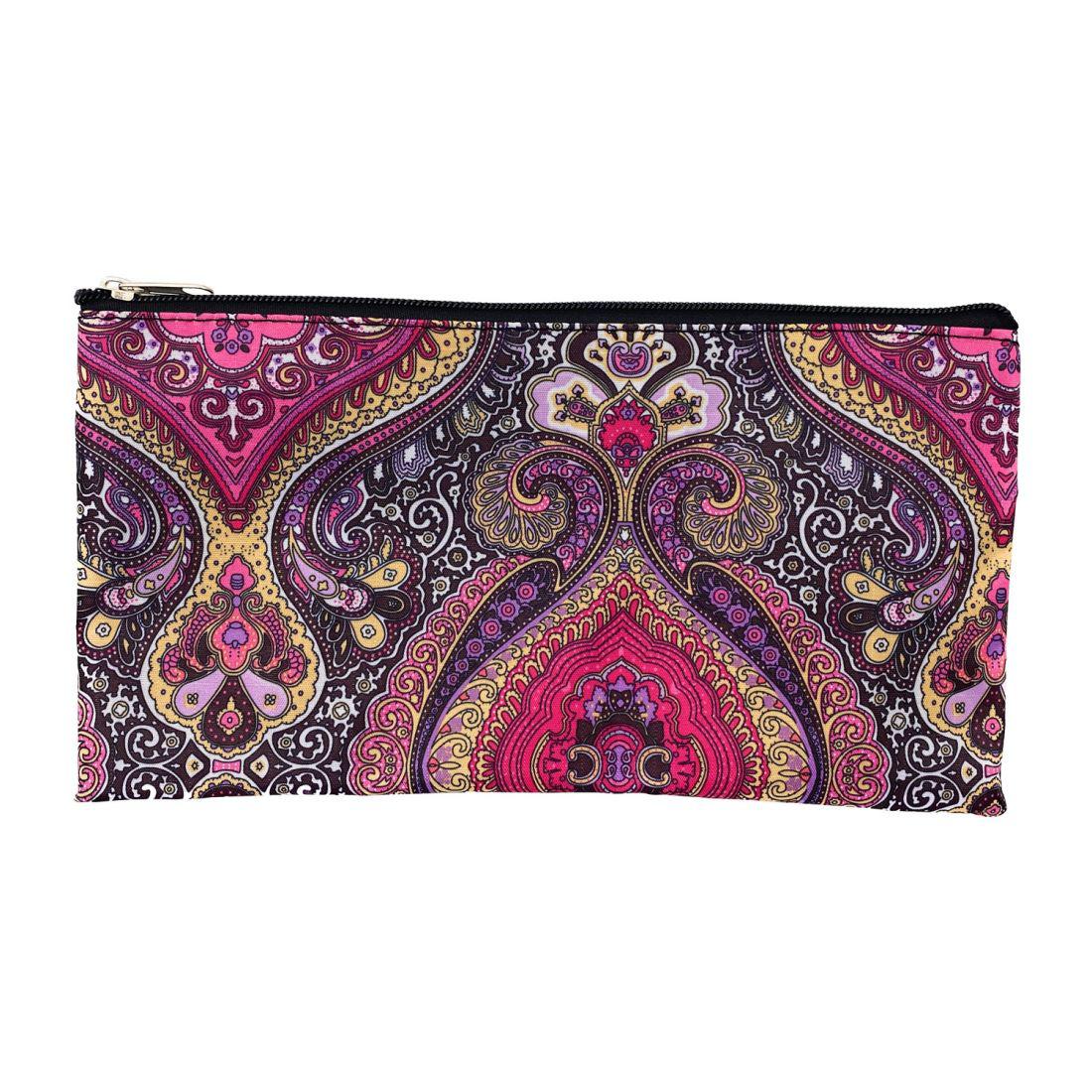 Empire Cove Pouch Bag Zipper Cosmetic Makeup Bank Car Documents Travel Organizer-Purple Paisley-