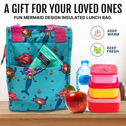 Empire Cove Insulated Lunch Bag Kids Adults Cooler Food Tote Picnic Travel Mermaid-