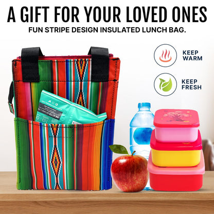 Empire Cove Insulated Lunch Bag Kids Adults Cooler Food Tote Picnic Travel Stripe-