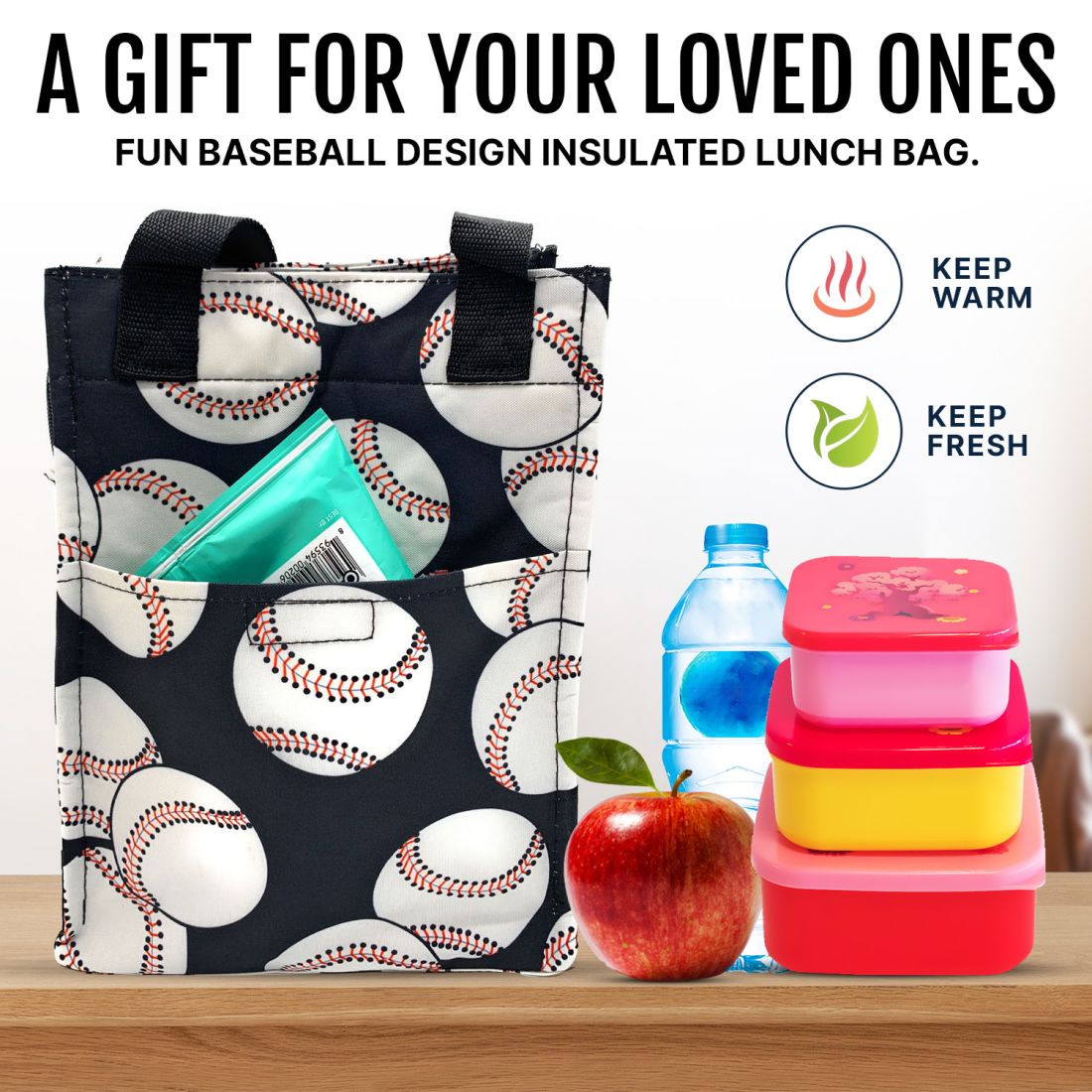 Empire Cove Insulated Lunch Bag Kids Adults Cooler Food Tote Picnic Travel Baseball-