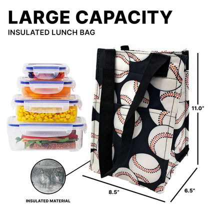 Empire Cove Insulated Lunch Bag Kids Adults Cooler Food Tote Picnic Travel Baseball-