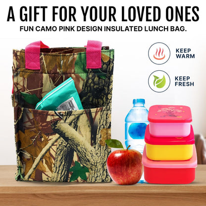 Empire Cove Insulated Lunch Bag Kids Adults Cooler Food Tote Picnic Travel Pink Camo-