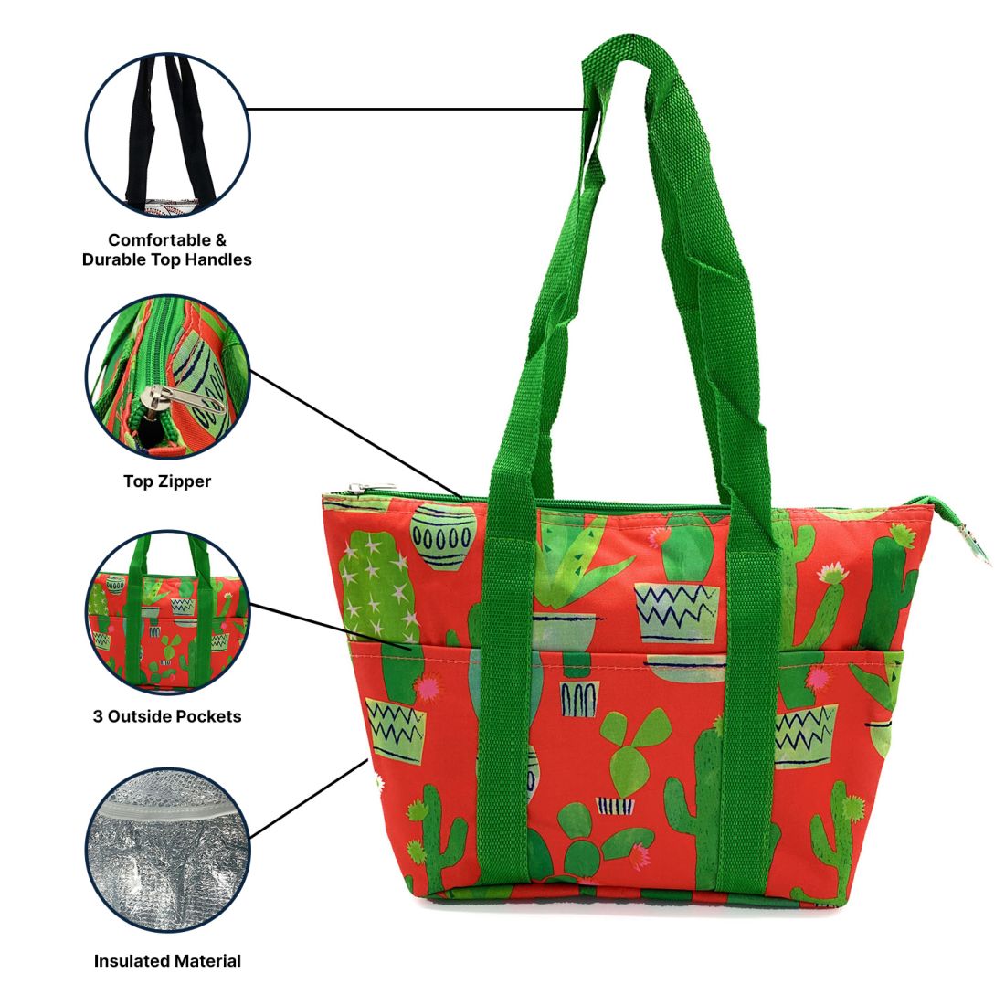 Empire Cove Insulated Lunch Bag Cooler Picnic Travel Food Tote Carry Bag-Floral-