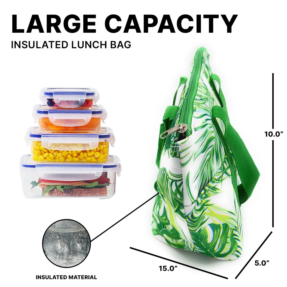 Empire Cove Insulated Lunch Bag Cooler Picnic Travel Food Tote Carry Bag-Floral-