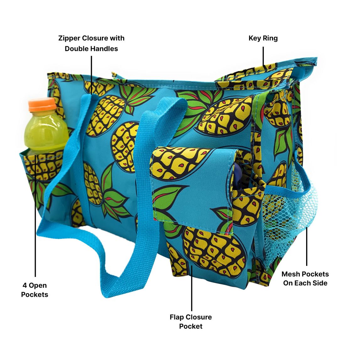 Empire Cove Large Tote Bag All Purpose Shoulder Utility Bag Shopping Travel-Pineapple-