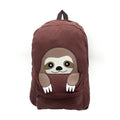 Empire Cove Canvas School Backpack Peeking Fox Dog Cat Sloth Shark Book Bag-Sloth-