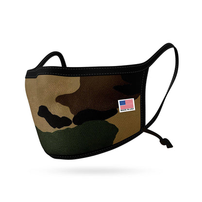 Kids Size Adjustable Face Mask for Children Boys Girls Cloth Double Layer Masks Washable Reusable Made in USA aged 3 to 7-Camouflage-