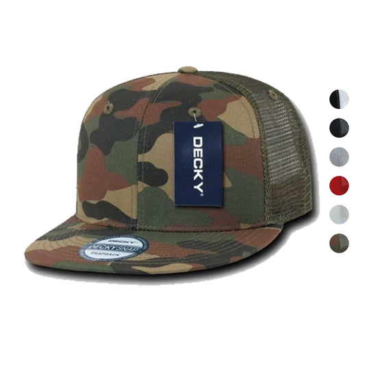 1 Dozen Flat Bill Trucker Baseball 6 Panel Caps Hats Camo Two Tone Wholesale Bulk-