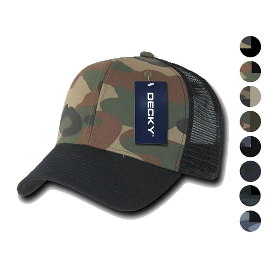 1 Dozen Army Camouflage Curve Bill Trucker Hats Caps Wholesale Lot Bulk-