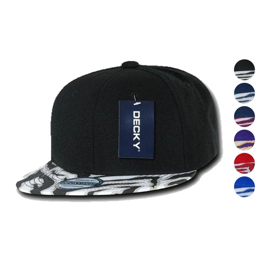 1 Dozen Decky Ziger Zebra Animal Two Tone Print Flat Bill Hats Caps Baseball Wholesale Bulk-