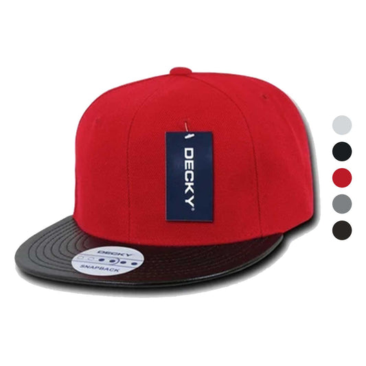 1 Dozen Decky 6 Panel Vinyl Flat Bill Snapback Baseball Cap Hats Wholesale Lots-