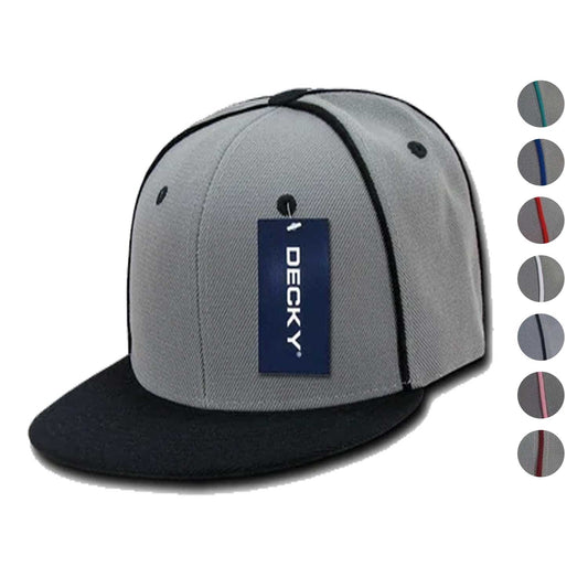 1 Dozen Decky Piped Crown Snapback Two Tone 6 Panel Hats Caps Wholesale Lots-