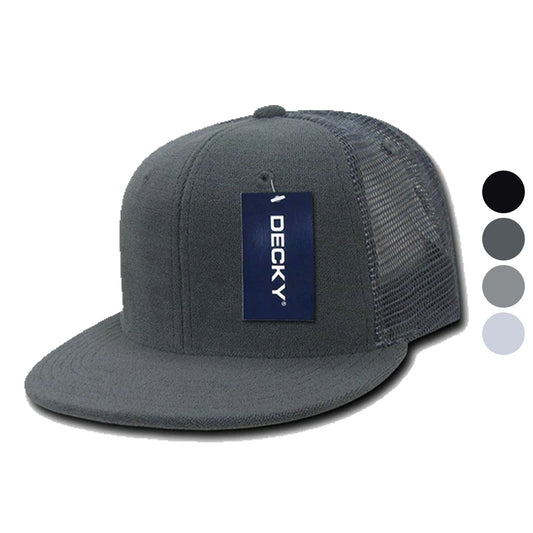 1 Dozen Flat Bill Terry 6 Panel Trucker Hats Caps High Crown Snapback Wholesale Lots-
