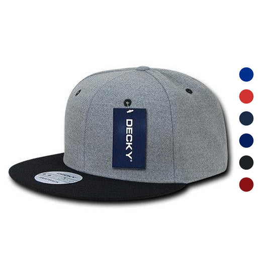 1 Dozen Decky Melton Crown Snapback Two Tone 6 Panel Hats Caps Wholesale Lots!-