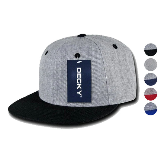 1 Dozen Decky Heather Grey Snapback Two Tone 6 Panel Retro Hats Caps Wholesale Lots-