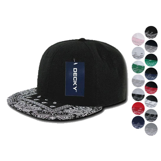 1 Dozen Decky Bandana Snapback Two Tone 6 Panel Flat Bill Hats Caps Wholesale Lots-