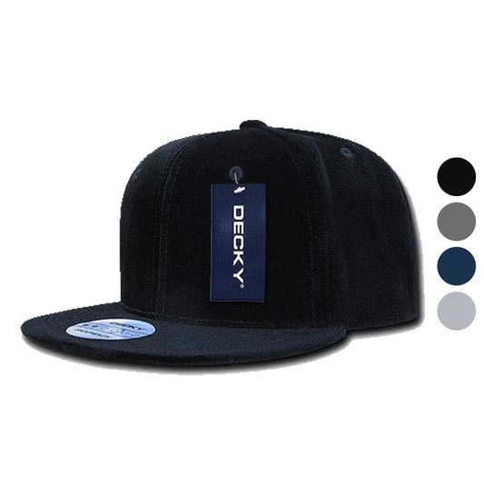 Decky Velvet Snapbacks Flat Bill 6 Panel Baseball Hats Caps Unisex-Black-