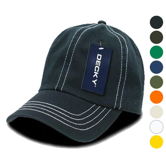 1 Dozen Decky Contra Stitch Polo Washed Cotton Dad Caps Hats Wholesale Lots-