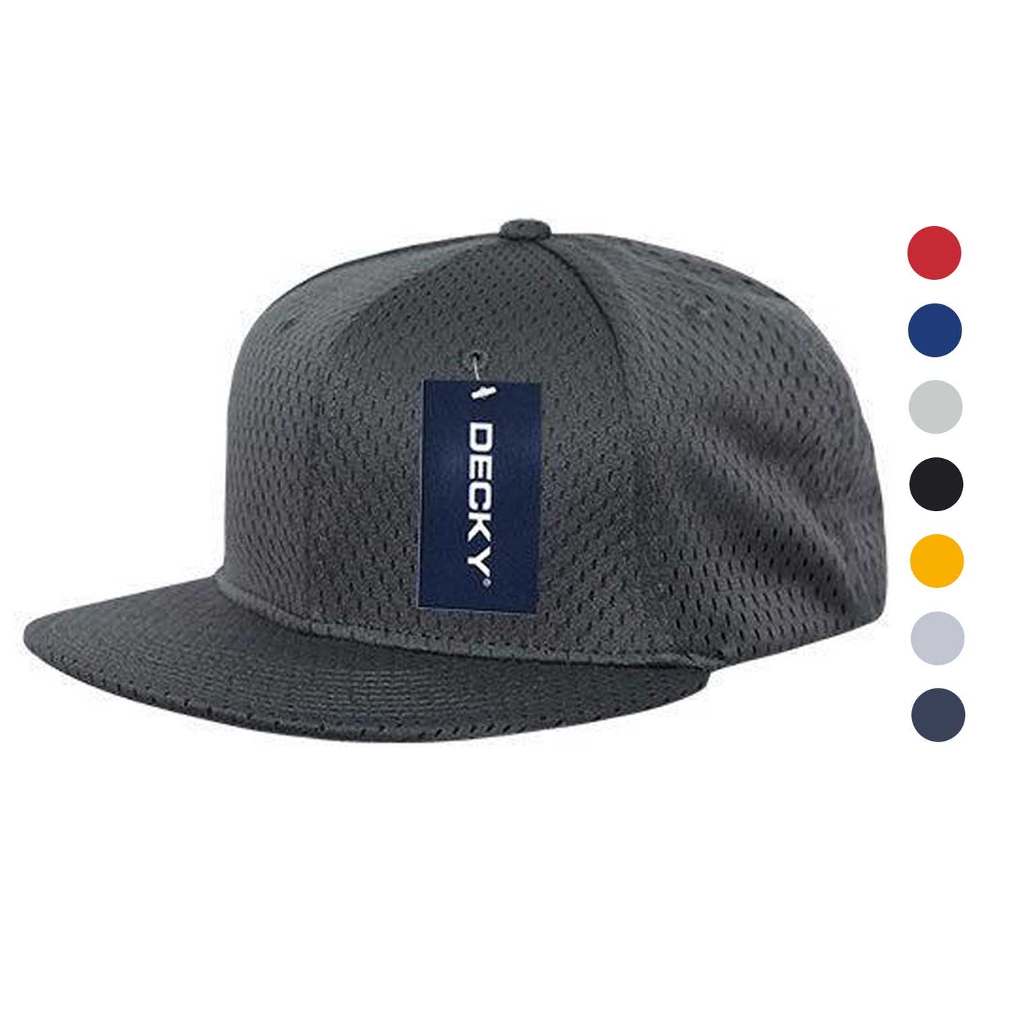 Decky Mesh Jersey Flat Bill Snapbacks Hats Caps Unisex-Black-