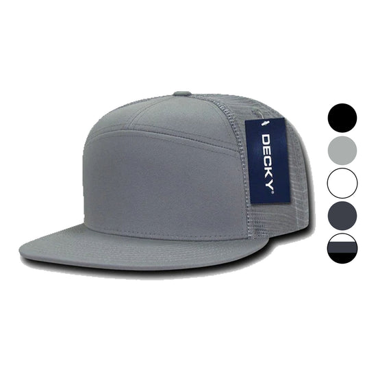 1 Dozen Decky 7 Panel Flat Bill Baseball Trucker Real Mesh Caps Wholesale Lots-