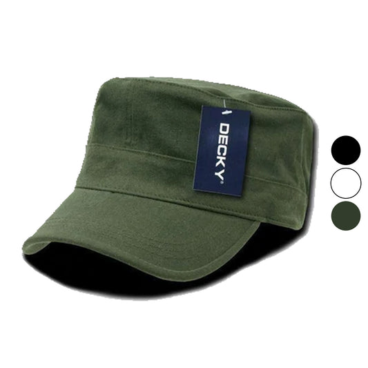 1 Dozen Decky Flex Cadet Flat Top Cotton Military Army Caps Hats Wholesale Lot-