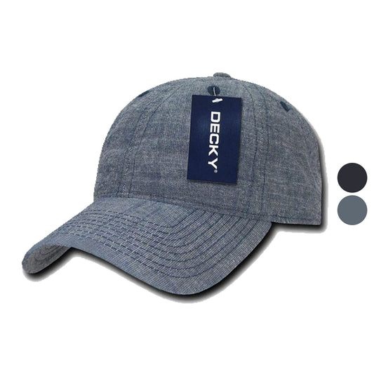 Decky Relaxed Washed Denim Low Crown Curved Bill Dad Hats Caps-Black-