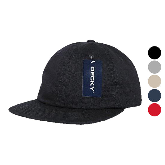 Decky Washed Cotton Relaxed Crown Flat Bill Hip Dad Style Strapback Hats Caps-Black-