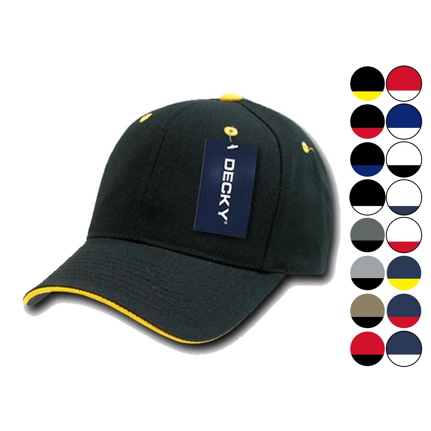 Decky Sandwich Visor Pro Style Two Tone Constructed 6 Panel Baseball Hats Caps-2003-Black/Gold-