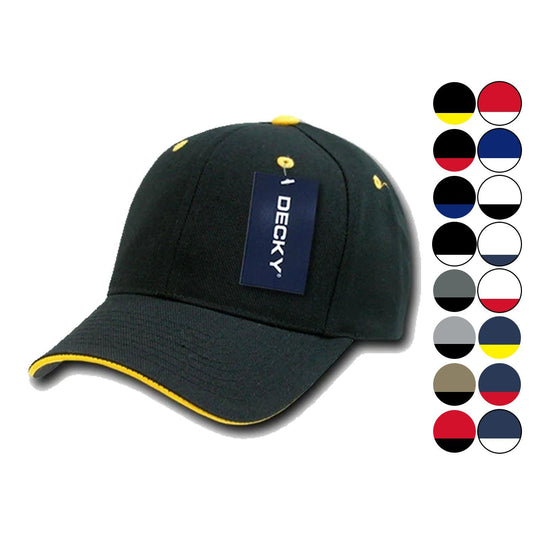 Decky Sandwich Visor Pro Style Two Tone Constructed 6 Panel Baseball Hats Caps-2003-Black/Gold-