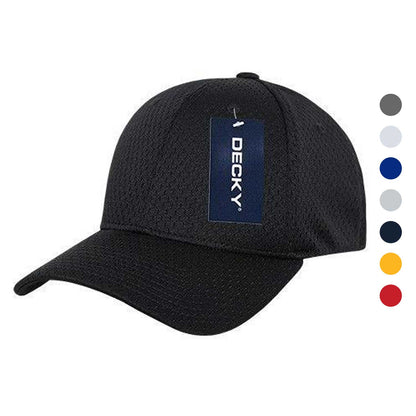 Decky Mesh Jersey Flex Structured Dad Baseball Hats Caps Unisex-Black-