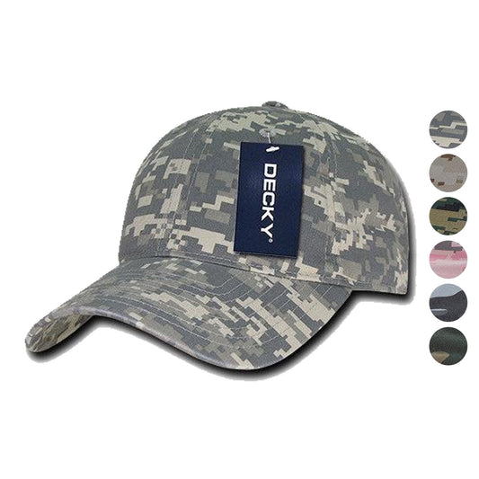 Decky Relaxed Cotton Camouflage Low Crown Pre Curved Bill Buckle Dad Caps Hats-ACU-