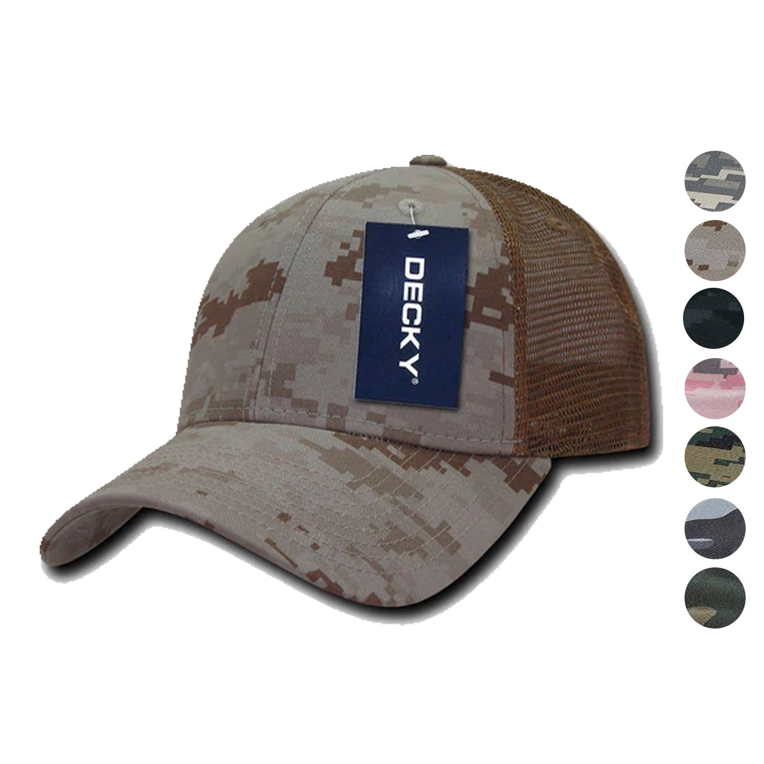 1 Dozen Decky Structured Camouflage Trucker Pre Curved Bill Caps Hats Wholesale Lots-