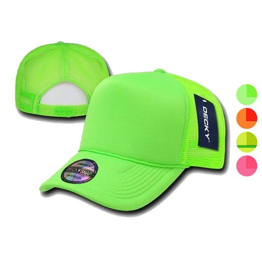 1 Dozen Decky Plain Neon Foam Mesh Trucker Hats Caps Snapback Wholesale-
