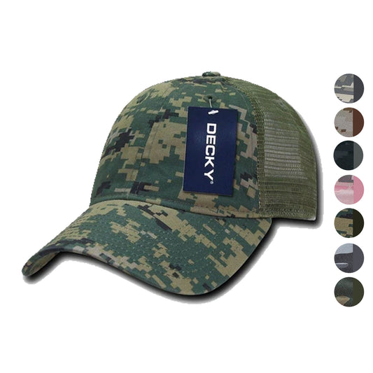 Decky Relaxed Camo 6 Panel Pre Curved Bill Trucker Baseball Caps Hats-ACU-