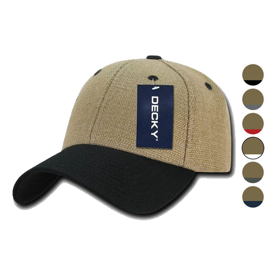 1 Dozen Decky New 6 Panel Jute Low Crown Structured Dad Hats Caps Wholesale Lots-