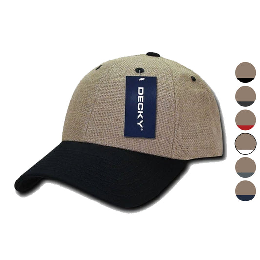 1 Dozen Decky 6 Panel Jute Low Crown Dad Caps Hats Wholesale Lots-