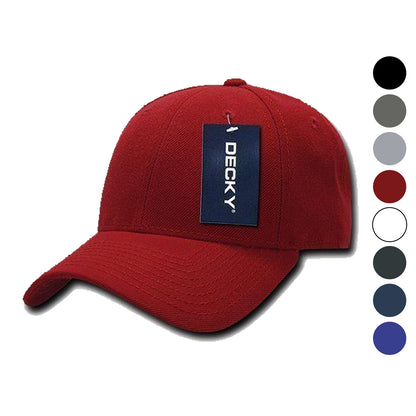 Decky Curved Bill Structured Acrylic Low Crown 6 Panel Dad Caps Hats Unisex-Black-