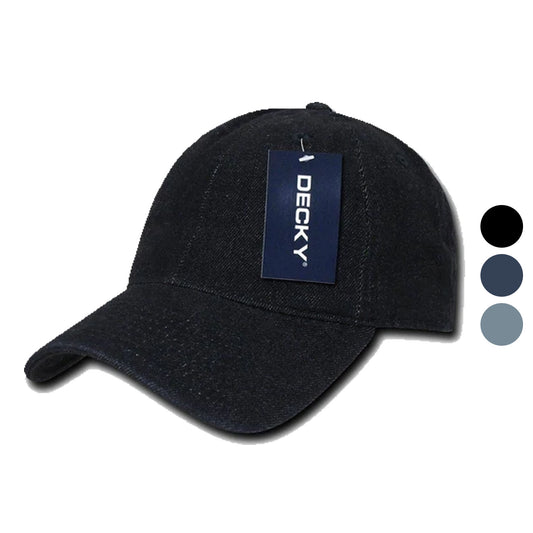 Decky Relaxed Heavy Duty Denim Low Crown Caps Hats-Black-