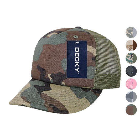 Decky Camouflage Foam Trucker 5 Panel High Crown Hats Caps Snapback-ACU/ACU/Grey-