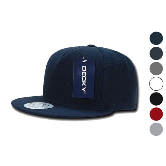 1 Dozen Decky 5 Panel Acrylic Retro Flat Bill Snapback Baseball Wholesale Bulk-
