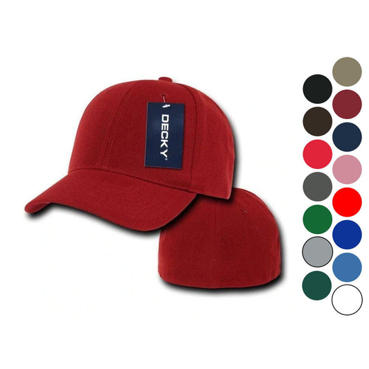 1 Dozen Decky Plain Fitted Curved Bill Baseball Hats Caps Wholesale Lot-