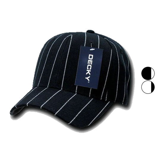 Decky Fitted Curved Bill Pin Striped Pinstriped Baseball Hats Caps-BLACK-6 7/8-