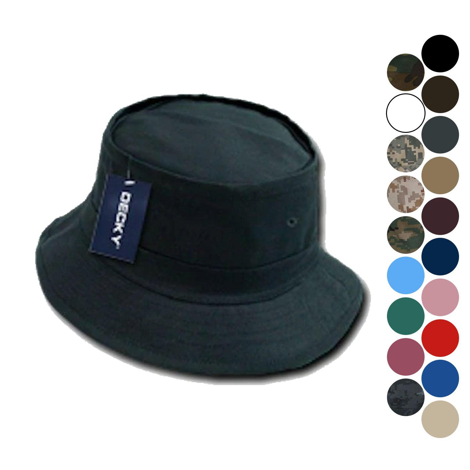Decky Fisherman's Bucket Hats Caps Constructed Cotton Unisex-Black-S/M-