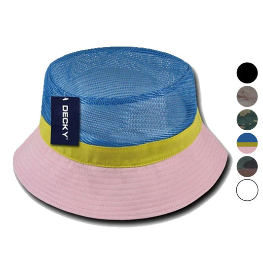 1 Dozen Decky Fisherman'S Bucket Mesh Top Hats Caps Wholesale Lots-