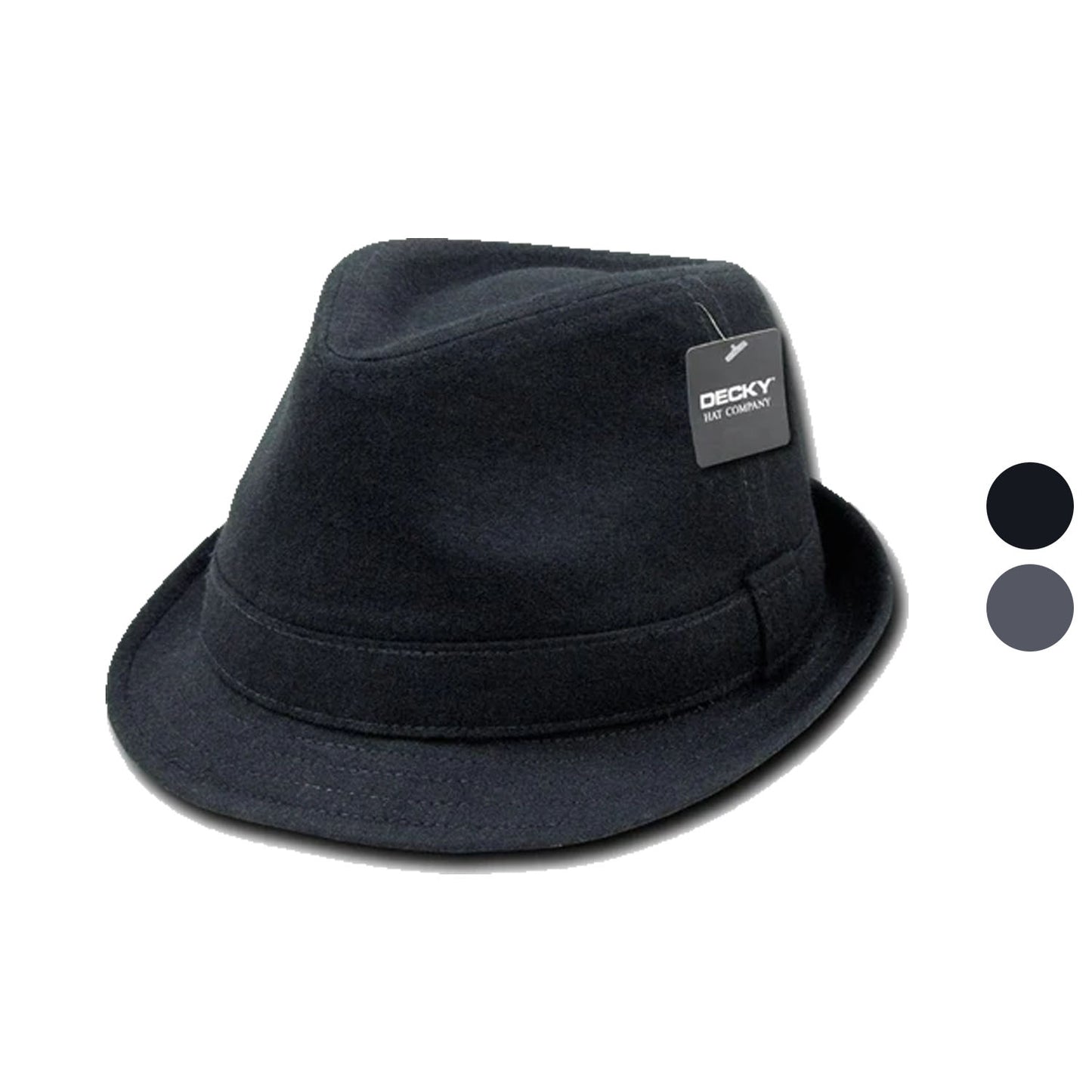 Decky Melton Fedora Fedoras Wool Band Hats Hipster Miami-Black/Black-Small/Medium-