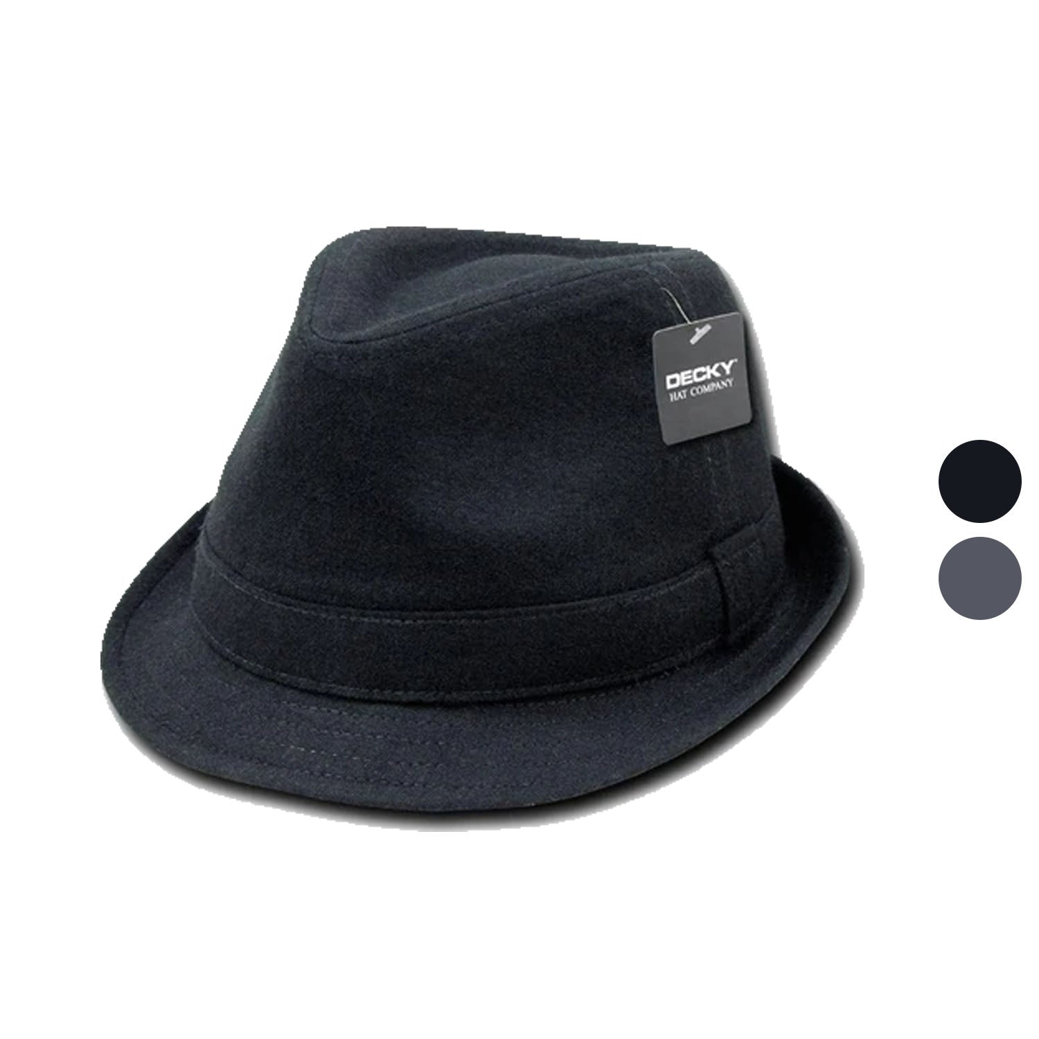 Decky Melton Fedora Fedoras Wool Band Hats Hipster Miami-Black/Black-Small/Medium-